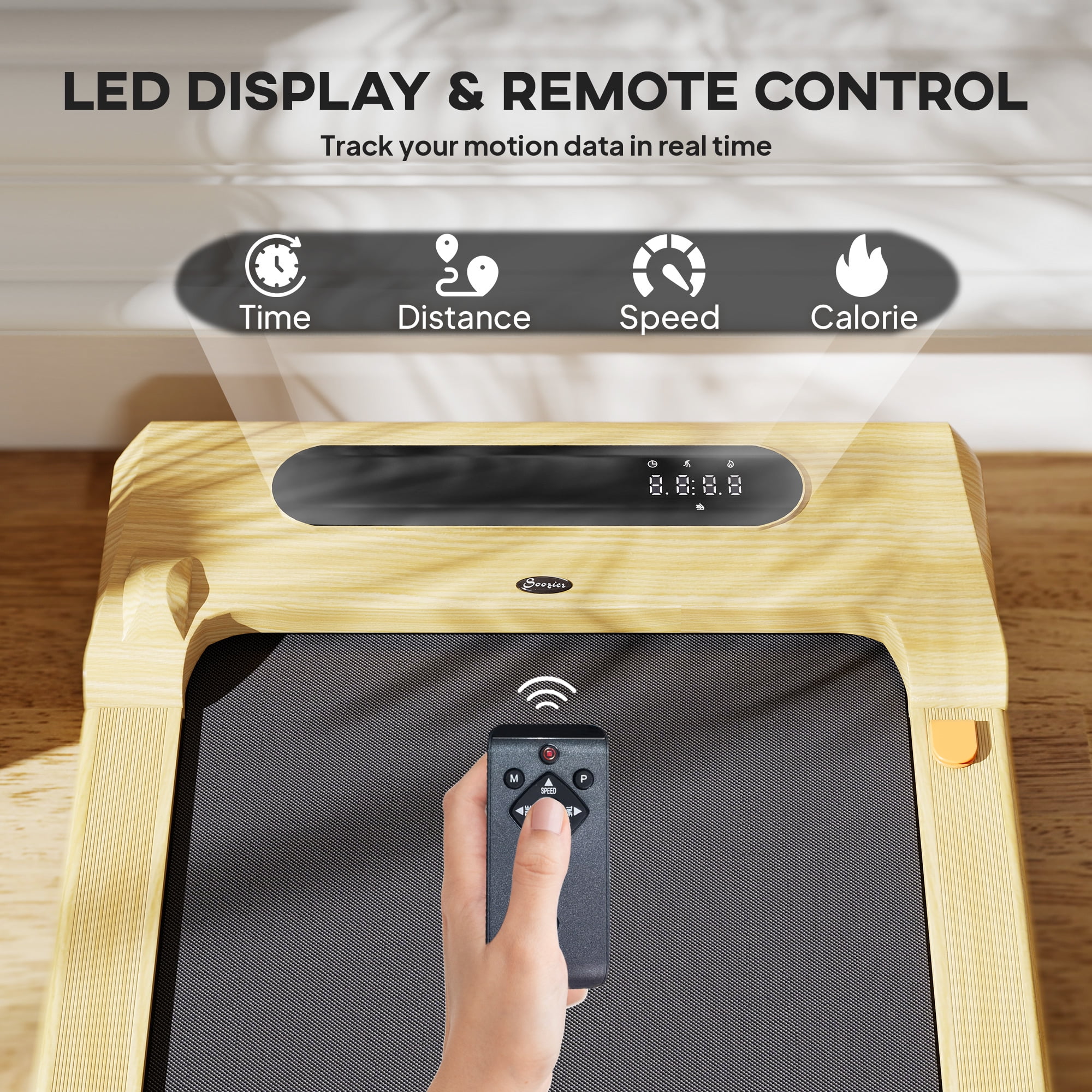 Soozier Quiet 2.5HP Walking Pad Under Desk Treadmill with Remote Control, Transport Wheels and LED Display for Home Gym Office