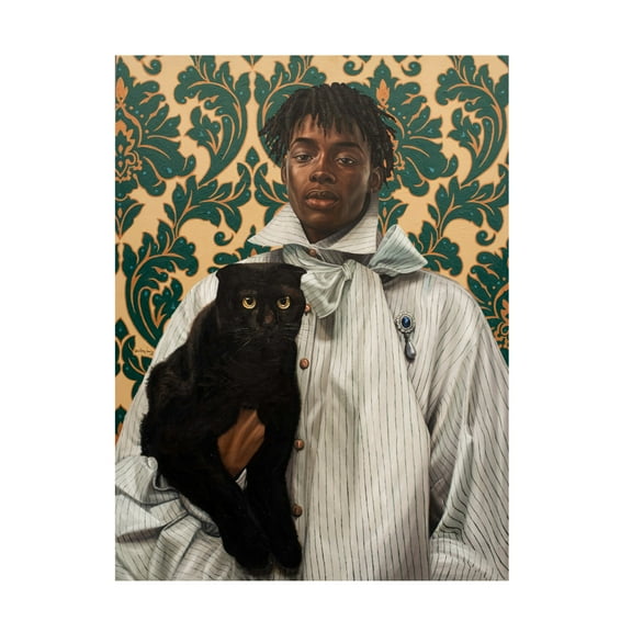 Trademark Fine Art Damilare Jamiu Holding a Black Cat Canvas Wall Art