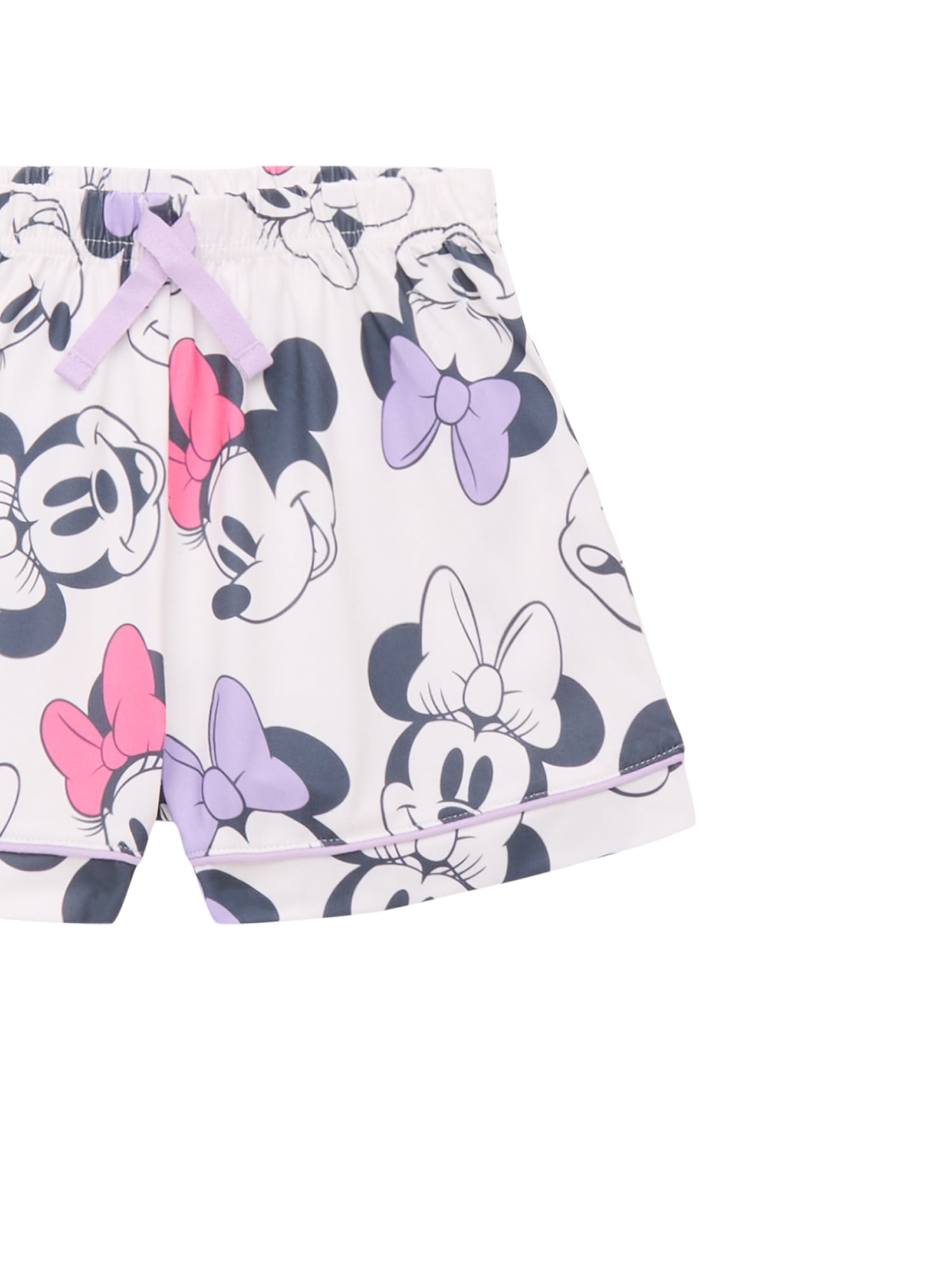 Disney Minnie Mouse Girls Short Sleeve Top with Shorts, 2-Piece Pajama Set, Sizes 4-10