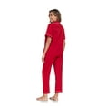 thumbnail image 3 of ANLIQI Women's 100% Cotton Pajama Set Button Down Sleepwear Short Sleeve Shirt and Long Pants Soft ladies Lounge Sets(Cherry,S), 3 of 7