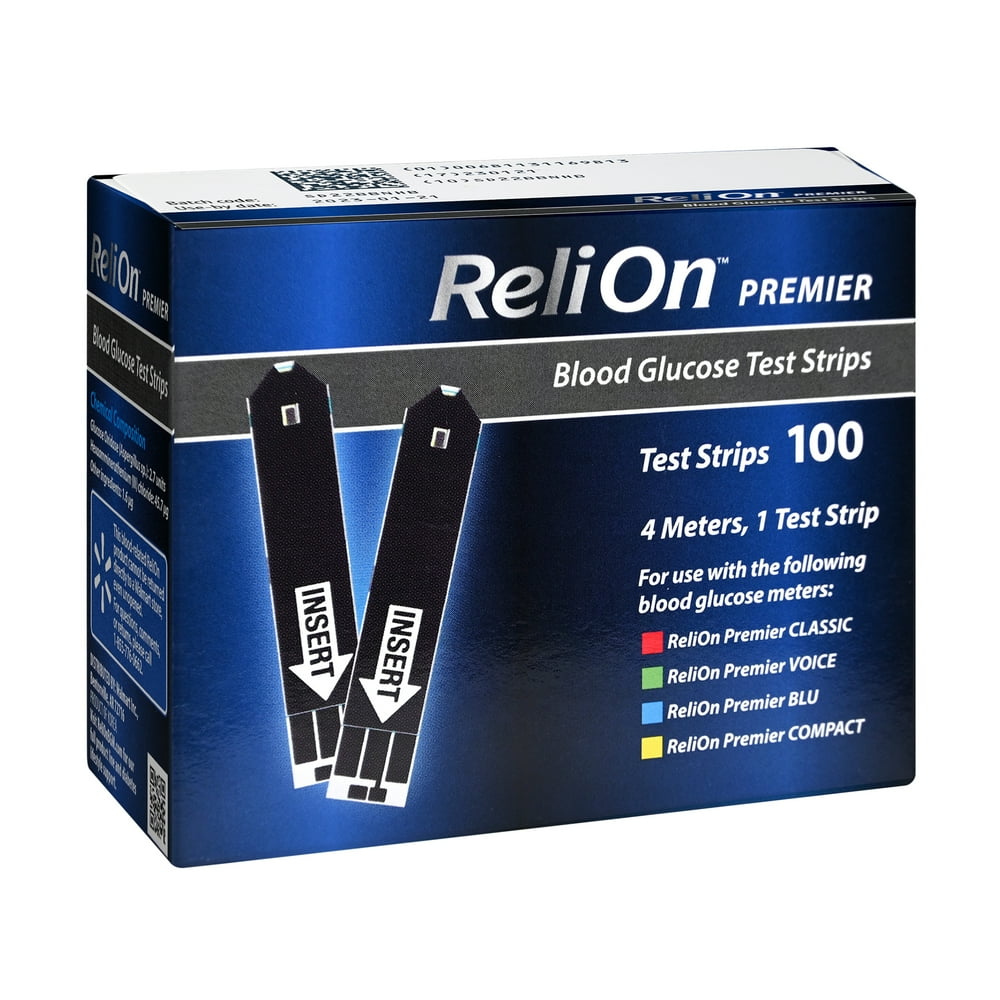 ReliOn Premier Blood Glucose Test Strips, 100 Count