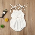 thumbnail image 2 of Baby Girls Summer Bodysuit, Solid-Color Tied Spaghetti Strap Sleeveless Romper, 2 of 8
