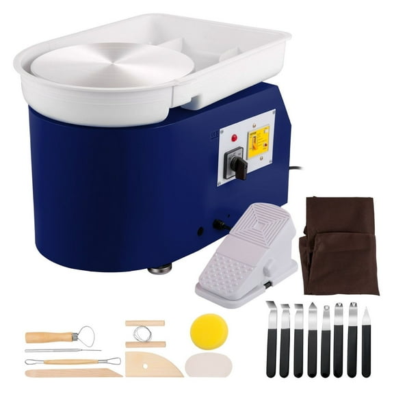 Pottery Wheel 11" 350W Electric Pottery Forming Machine with Foot Pedal, 18-Piece Clay Tool Kit, for Art, DIY, Home Craft - Blue