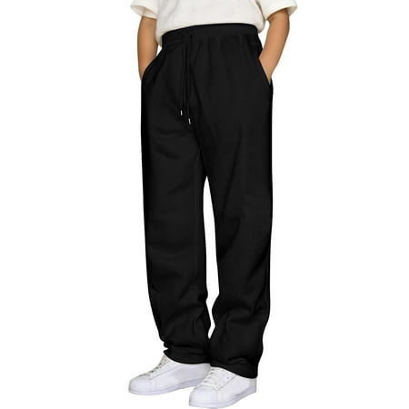 Kiijoy Big Boys Casual Straight Leg Sweatpants Unisex Loose Fit Jogger Pants Sizes 7-8