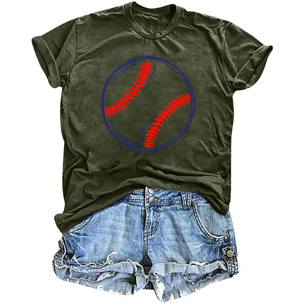Mujeres Impreso Casual Top, Manga Corta Crew Cuello Blusa para la Primavera Y el Verano Desgaste, Ligero Imitación Algodón Moda Tee
