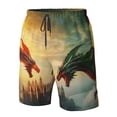 thumbnail image 4 of Fuzoiu Castle Red Green Sky Dragon Print Men's Beach Shorts,Men's Swim Trunks,Quick Dry Board Shorts with Pockets,Men's Bathing Suits for Surfing, Running, and Casual Wear-X-Large, 4 of 6