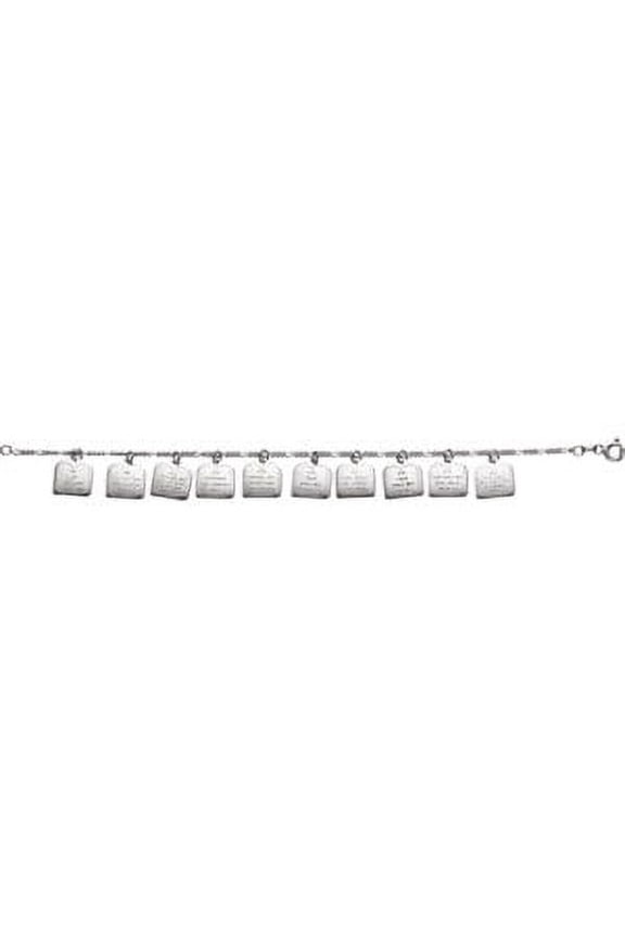 Sterling Silver Polished 7 Inch Ten Commandment Bracelet
