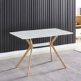 thumbnail image 5 of Lecut Rectangle Dining Table set for 4 Modern Kitchen Table with Sturdy Metal Legs and Wood Grain Finish for Dining Room Kitchen and Small Space, White, 5 of 9