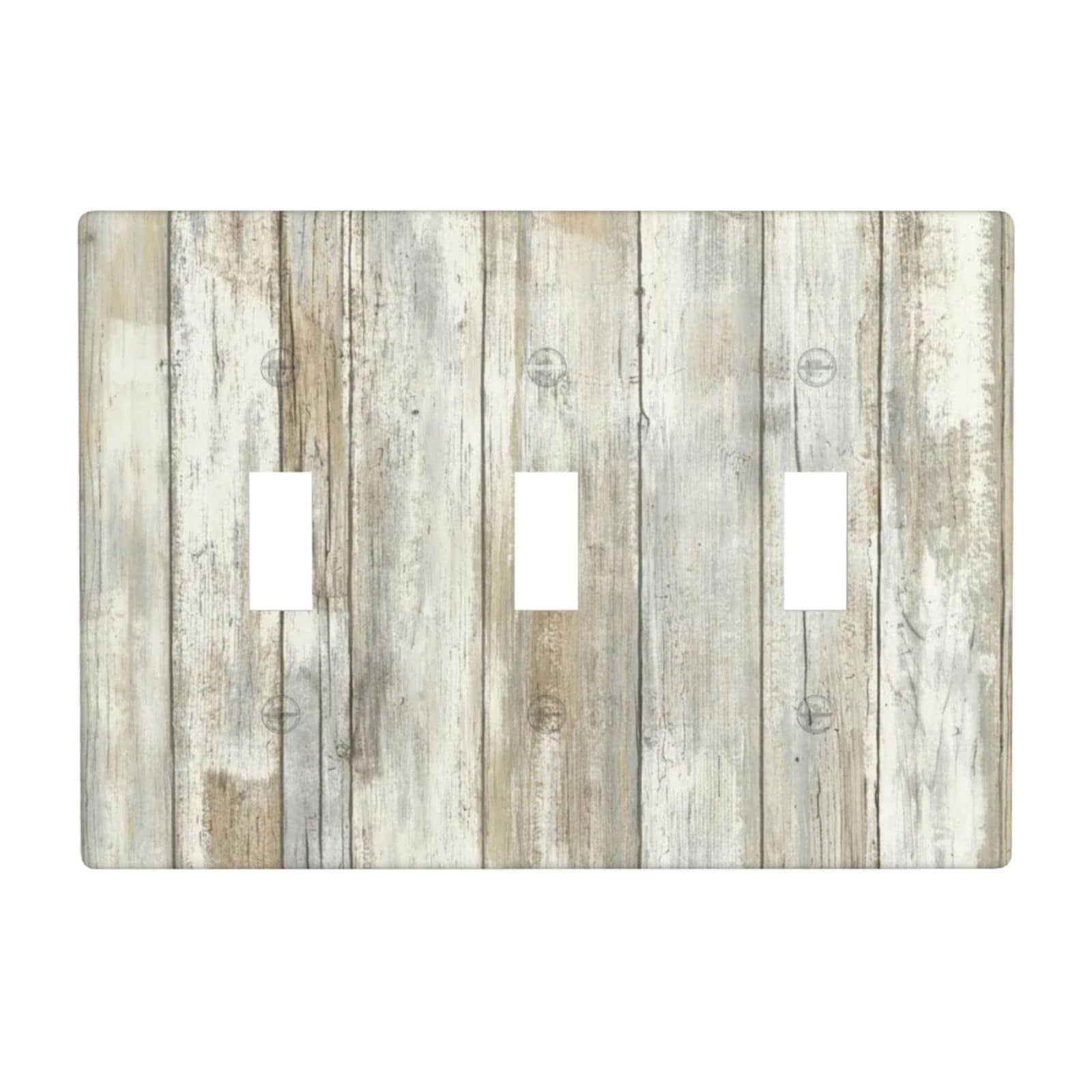 Farmhouse Rustic Wood Texture Pattern Triple Toggle Light Switch Cover
