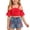 Red, variant on Girls 2Pcs Skirts Sets Outfits Summer Off Shoulder Crewneck Tops and Denim Vintage Skirts Versatile Cute Bow Print Tops School Outfits Casual Children Clothes Age 2-8 Years Red 7-8Years