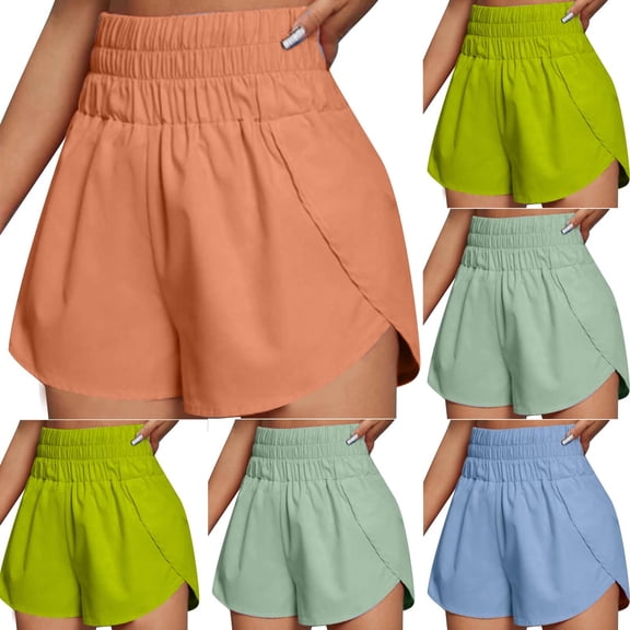 JSKUMAR Women's High Waisted Side Split Casual Loose Beach Shorts Workout Shorts Solid Yoga Athletic Running Shorts Orange,XL