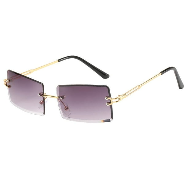 Sonducket Gafas de sol de moda sin montura Gafas de sol rectangulares Gafas de moda de verano UV400 Lentes dos