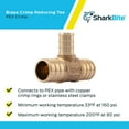 thumbnail image 4 of Inch x  Inch x 1/2 Inch Crimp Reducing Tee, Pack of 10, Brass Plumbing Fitting, PEX Pipe, PE-RT, UC412LFA10, 4 of 5