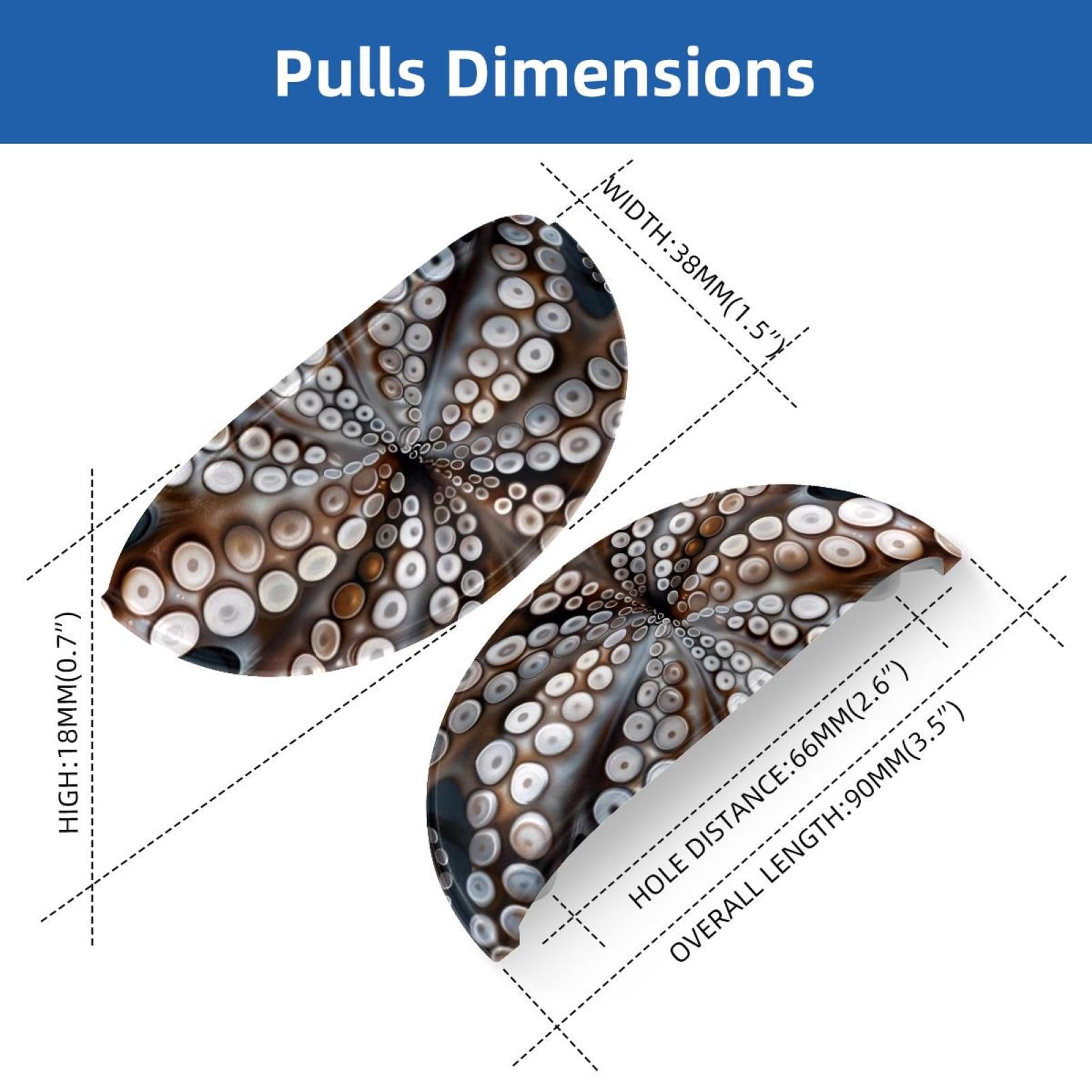 PhooArto 6 Pcs Cup Drawer Pulls, Sea Octopus Feet Pattern Shell Shape Handles Cabinet Knobs for Dresser Cupboard Closet Wardrobe with Screws