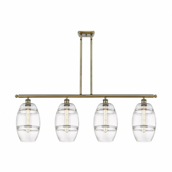516-4I-AB-G557-8CL-Innovations Lighting-Vaz - 4 Light Stem Hung Island In Industrial Style-10.38 Inches Tall and 48 Inches Wide-Antique Brass