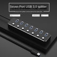 thumbnail image 1 of USB 3.0 Power Adapter 7 Ports Aluminum Alloy Splitter Hub USB Hub 3.0 USB Multi Extender Switch 1.2M Cable Hub US Plug A, 1 of 8