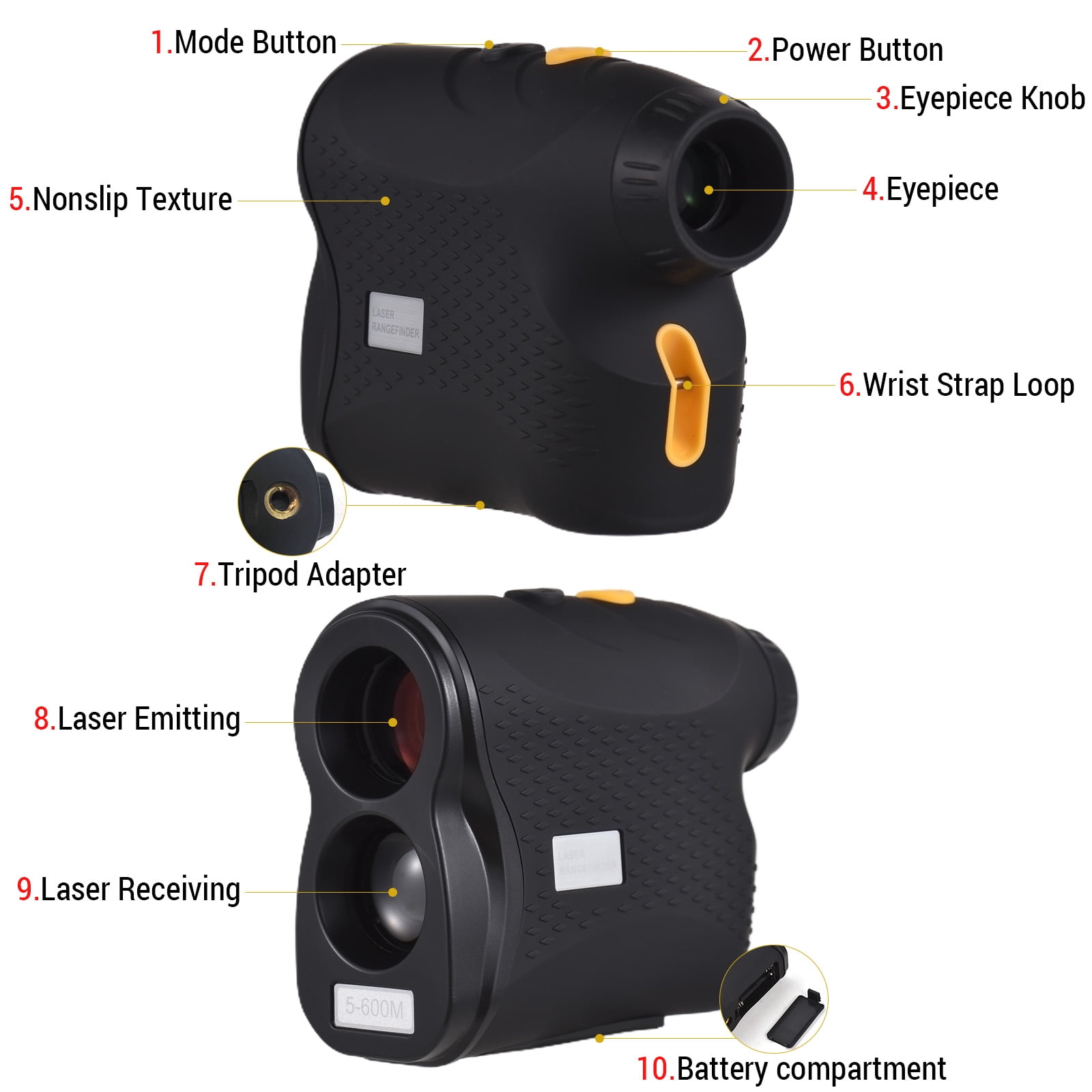 Golf Rangefinder Digital Hunting Measurement Monocular Telescope 600M / 800M / 1000M