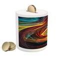 thumbnail image 2 of Fractal Piggy Bank, Psychedelic Gradient Triangle Geometric Shapes Lines Funky Hippie Illusionary Art, Ceramic Coin Bank Money Box for Cash Saving, 3.6" X 3.2", Multicolor, by Ambesonne, 2 of 4