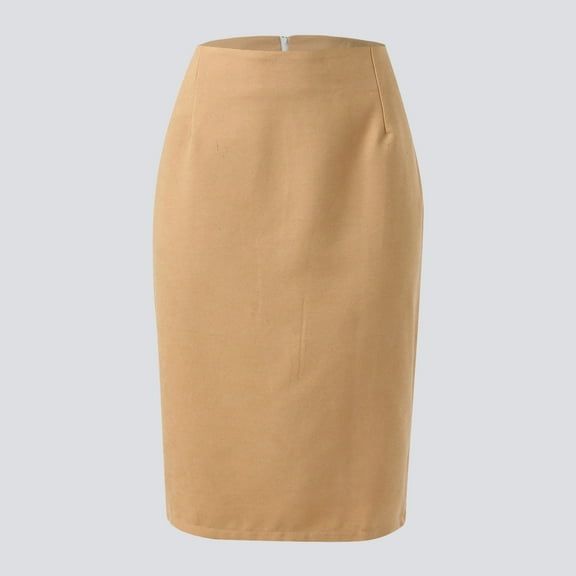 Gubotare Long Skirt Women's Slit Bodycon Midi Skirt Split Ribbed Knit Pencil Skirts,Khaki XL
