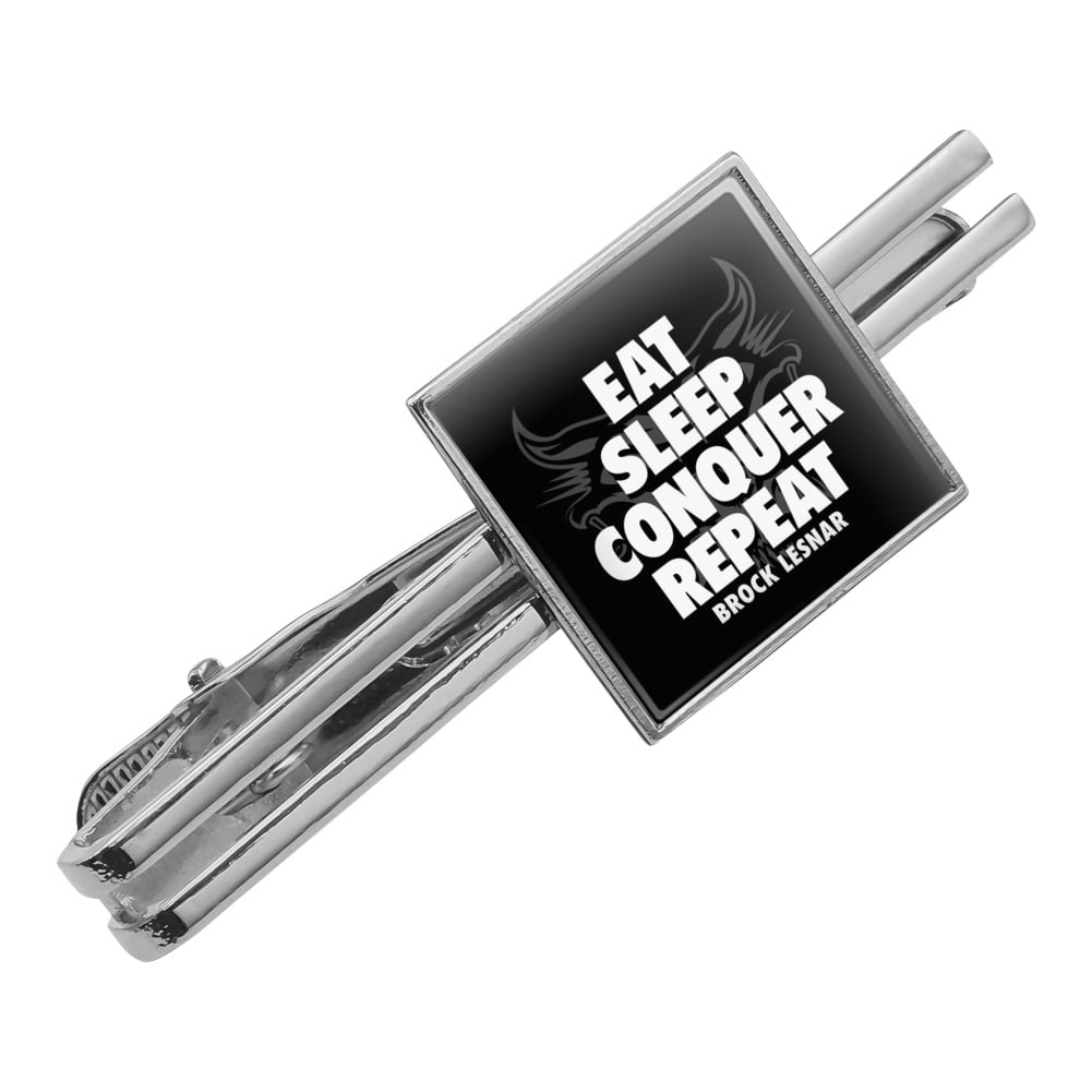 WWE Brock Lesnar Eat, Sleep, Conquer, Repeat Square Tie Bar Clip Clasp  Tack- Silver or Gold - Walmart.com