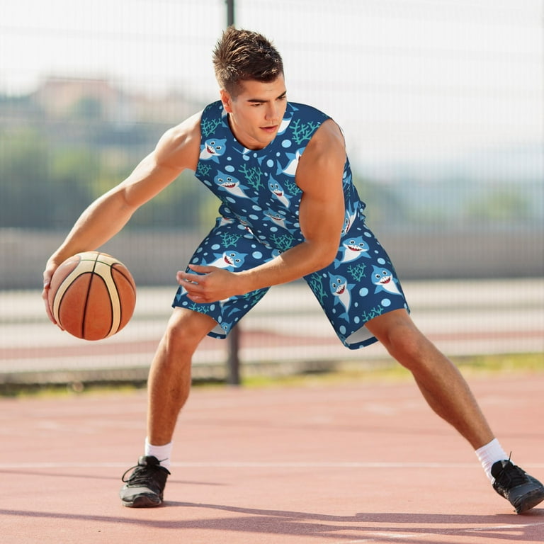 Men Youth shark Basketball Sports Uniform