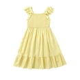 thumbnail image 2 of KPOPLK Toddler Girl Summer Dress Tie Strap Sleeveless Boho Sundress Beach Dresses for Baby Girls 12M-6Y(12-15 Years,Yellow), 2 of 3