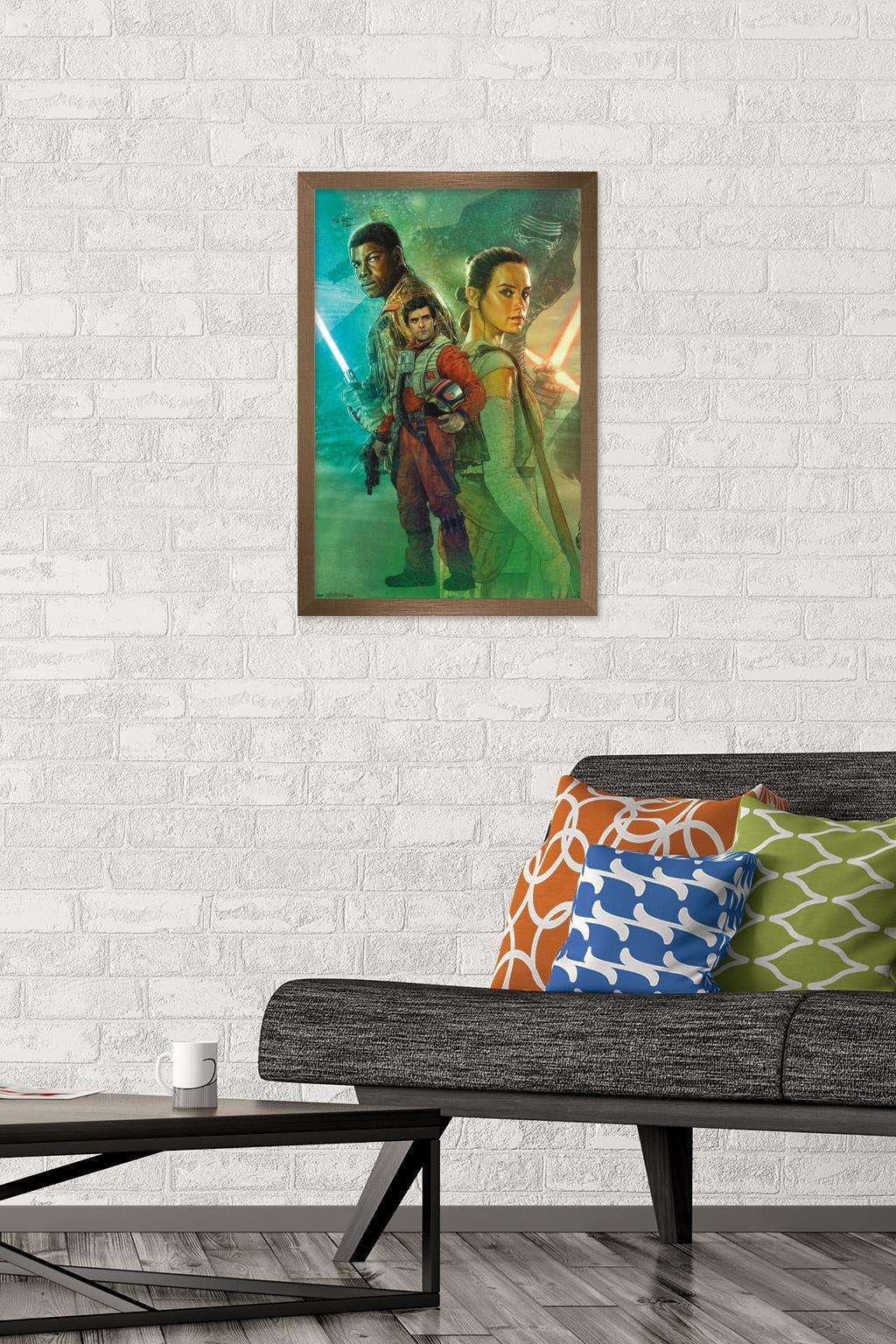 Star Wars: The Force Awakens - Celebration Mural Wall Poster, 14.725" x 22.375", Framed