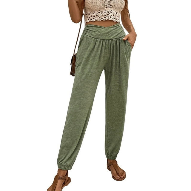 SUNSIOM Pantalon de Pyjama pour Femmes Doux et Confortable Taille Haute avec Poches Bas de Pyjama Extensible