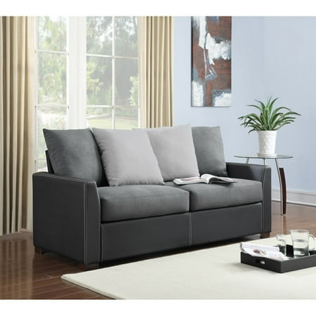 Dorel Living Bristol Black Faux Leather Sofa Black Walmart Com