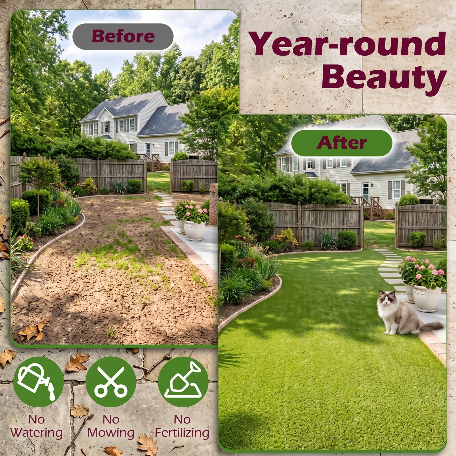 ALPULON 15 x 7 FT Artificial Turf Grass Rug, Realistic Synthetic Lawn Mat with Low 0.75 Inch Pile Height and Drainage Holes for Balcony Backyard Patio Pet Dog, Green