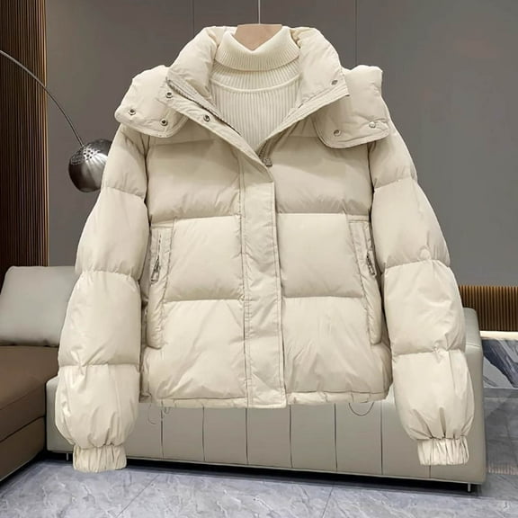 Ailaofu Womens Heavyweight Puffer Jacket, Warm Winter Coat with Hood