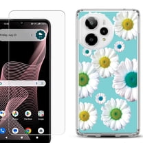 Phone Case for ATT Verge 2 5G, with Screen Protector, by OneToughShield - Daisy/Teal