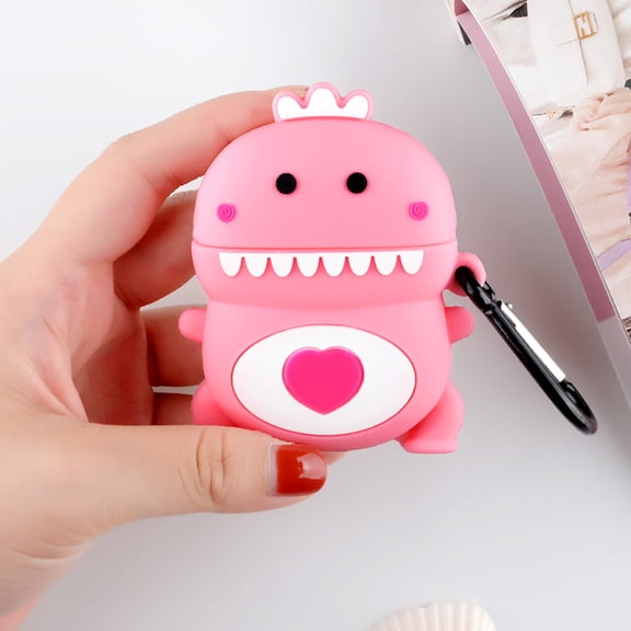 DRAFIDEEP 2Pcs Dinosaur Shape Earbud Case Compatible with Airpods 1 2 Silicone Protective Cover for Daily Use