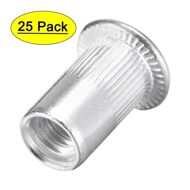 Unique Bargains 10-24 Écrous Rivets en Alliage d'Aluminium Tête Plate Filetée Écrou Argent 25 Pcs