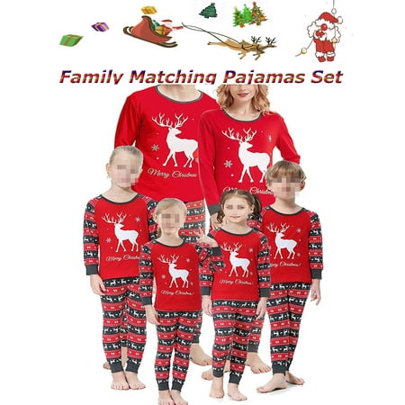 

Jamlynbo Matching Family Christmas Pajamas Set Fashion Xmas Deer Printed Homewear for Dad Mom Kids Baby Couples