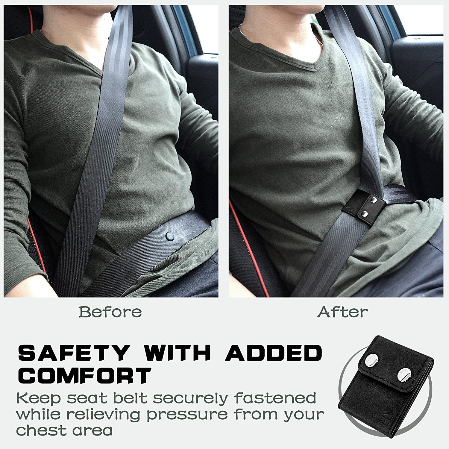 ZaCoo 2 Pcs Car Seat Belt Adjuster Seatbelt Clips Adjust Seat Belt Tightness to Relax Shoulder Neck Carbon Fiber Texture Black