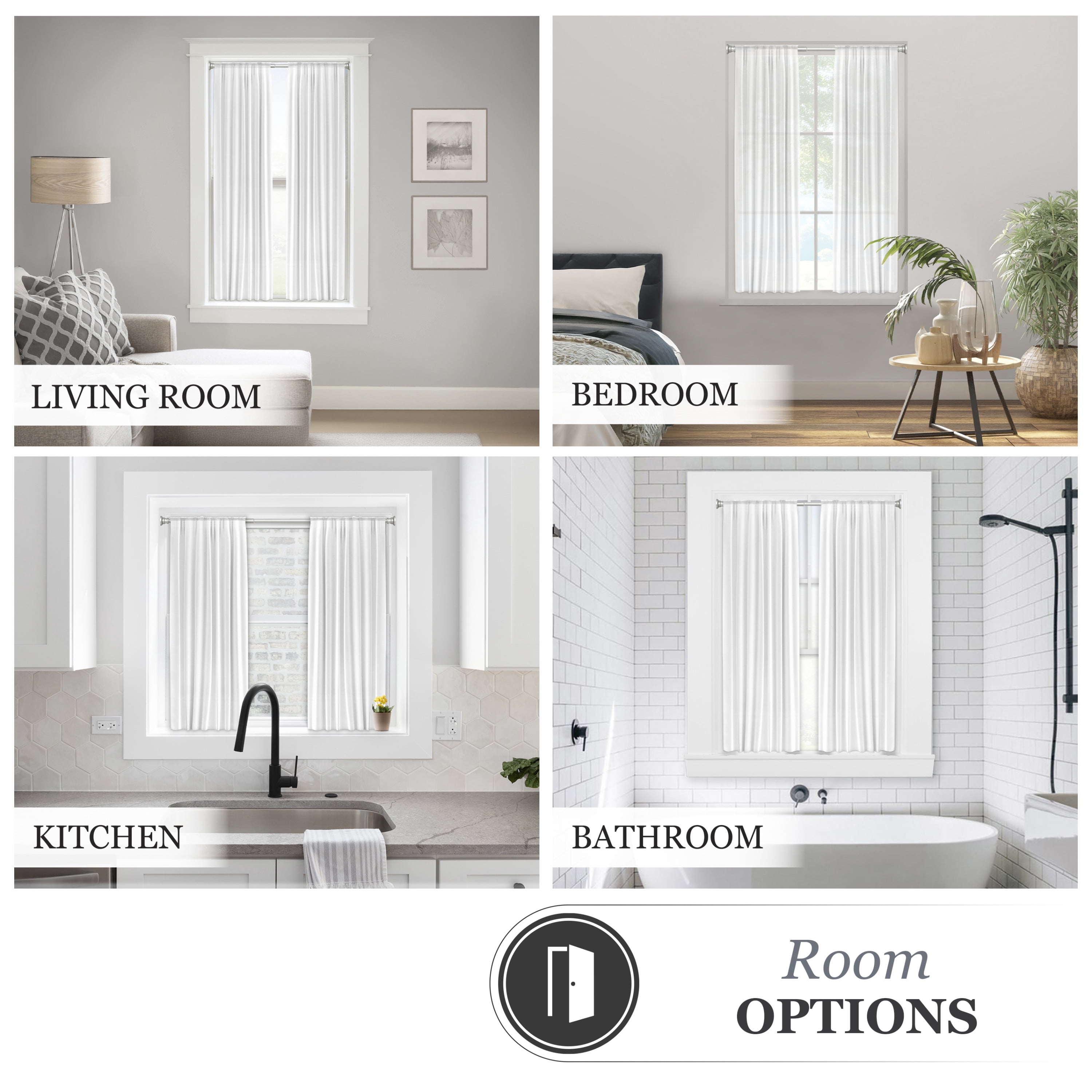 Kenney Nicholas 5/8" Twist & Fit No Tools Adjustable Tension Rod Window Curtain Rod, 48-84", Brushed Nickel