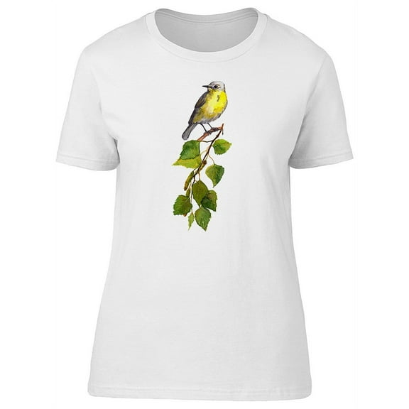 Cute Bird On Branch With Leaves T-Shirt Women -Image by Shutterstock, Female Small