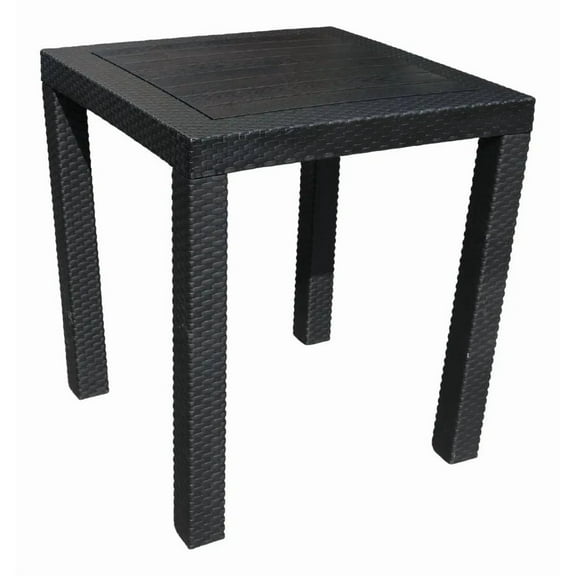 Mesa De Exterior Plastico Tipo Rattan Cuadrada Reforzada Negro
