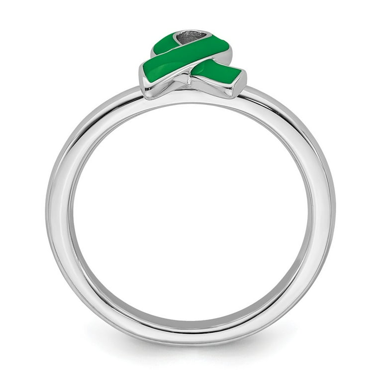 Sterling Silver Stackable Expressions Green Enameled Awareness Ribbon Ring Sterling Silver Stackable Expressions Green Enameled Awareness Ribbon Ring