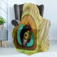 thumbnail image 4 of Peacock Soft Flannel Fleece Blanket, Woman Looking Through Peacock Feather Eye Creative Abstract Illustration, Cozy Plush for Indoor and Outdoor Use, 70" x 90", Green Brown Turquoise, by Ambesonne, 4 of 5