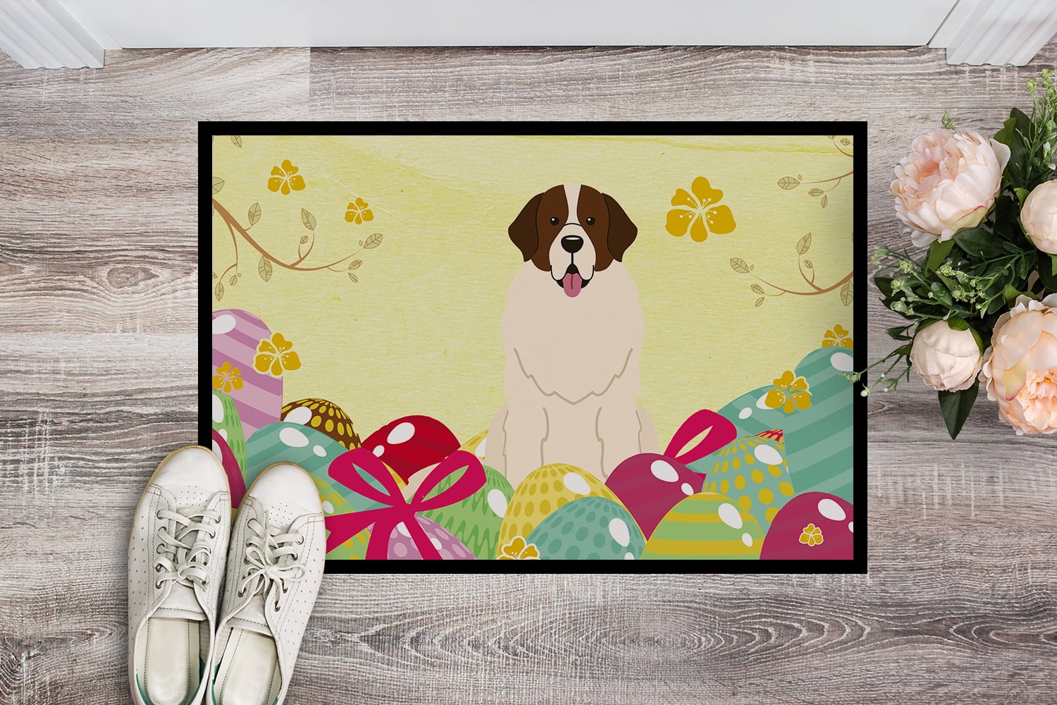 Carolines Treasures BB6027JMAT 24 x 36 in. Easter Eggs Moscow Watchdog Indoor or Outdoor Mat