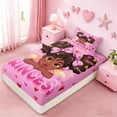 thumbnail image 4 of Erosebridal Cute Princess Girl Twin Sheet Sets,Cartoon Black Girly Colorful Loves Print Bedding For Kids 3pcs, 4 of 6