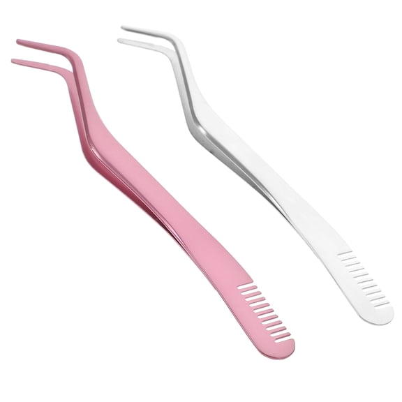 Pawsdot Professional Eyelash Tweezers Stainless Steel Assorted Colors 2Pcs