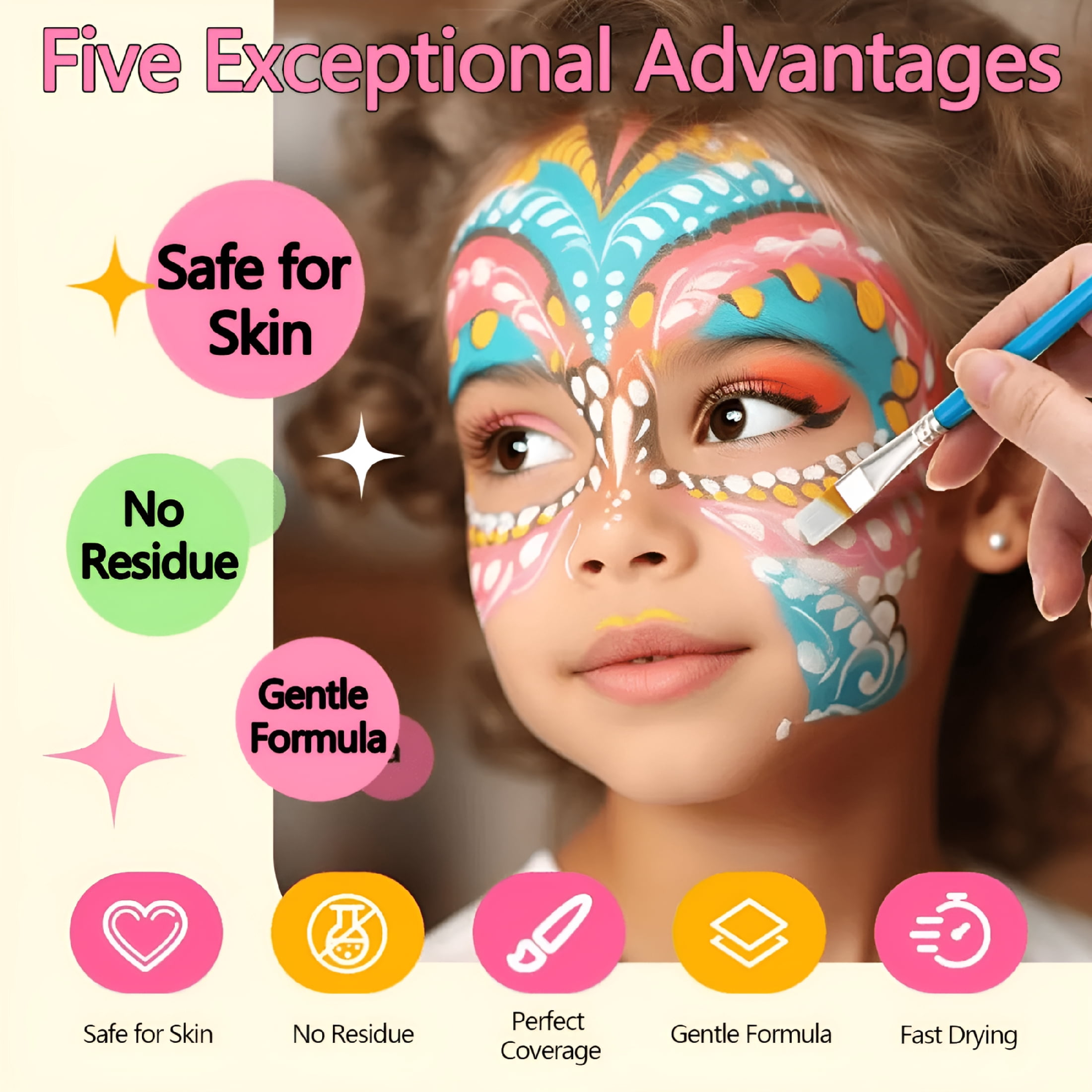 RAGUPEL Face Body Paint Kit – 42 Colors Water-Based And Oil-Based Non-Toxic Makeup Palette with Brushes And Stencils, Safe for Kids And Adults, Halloween, Cosplay, Sfx, Party And Stage Makeup