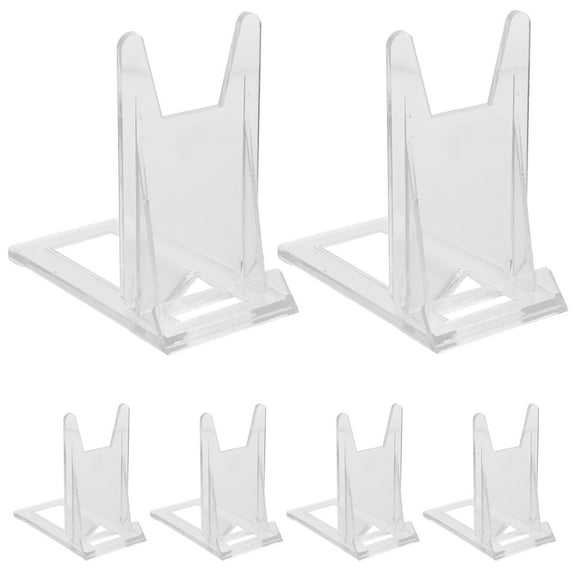 WHAMVOX 6pcs Acrylic Plate Display Stand Clear Picture Frame Holder Multi-Purpose Dish Display Stand Handbag Rack Simple Assembly For Home And Retail Decor