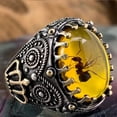 thumbnail image 2 of Anillo de piedra de ágata Natural ovalada grande Vintage para hombre, anillo de hormiga de circón rojo amarillo con incrustaciones Retro para mujer, anillo de boda, joyería turca Tan Jianjun unisex, 2 of 2
