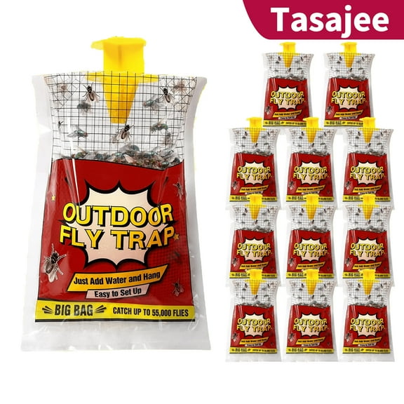Tasajee 12 Pack Fly Traps Outdoor Fly Trap Hanging, Disposable Fly Killer Trap Bag Catcher for Outside Farms, Fly Trap Bag Fly Catchers Outdoors, Effective Fly Traps Outdoor Hanging Fly Killer