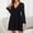 Black, variant on Ladies 2025 Midi Mother's Day Photoshoot Spring Sexy Dress Solid V-Neck Long Sleeve Hollow Out Pockets Lace Pink Dress