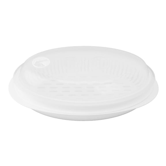 BOKYAN Large Oval Microwave Steamer Plate – PP Food Steamer for Fish, Dumplings, Veggies & Buns
